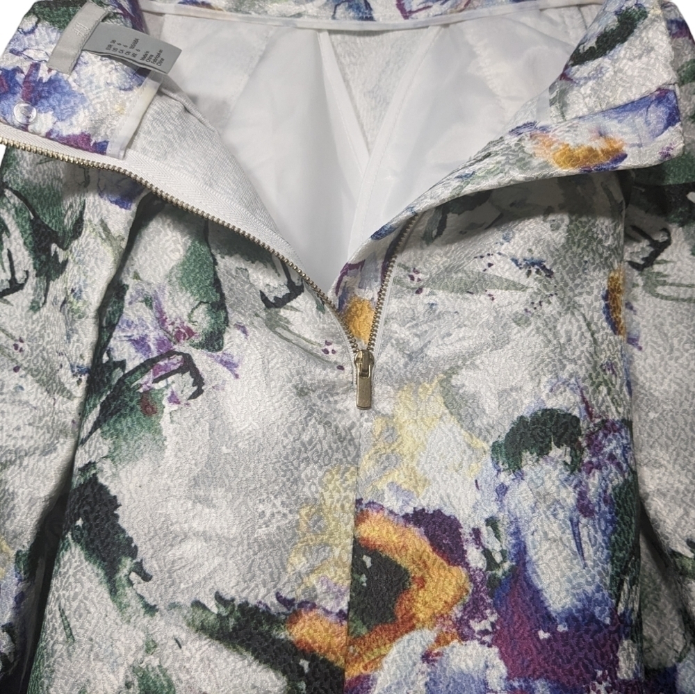 H&M Flowy Skirt 6 Bell Shaped Lovely Fall Zipper Floral Classy Calf Length - Picture 3 of 7